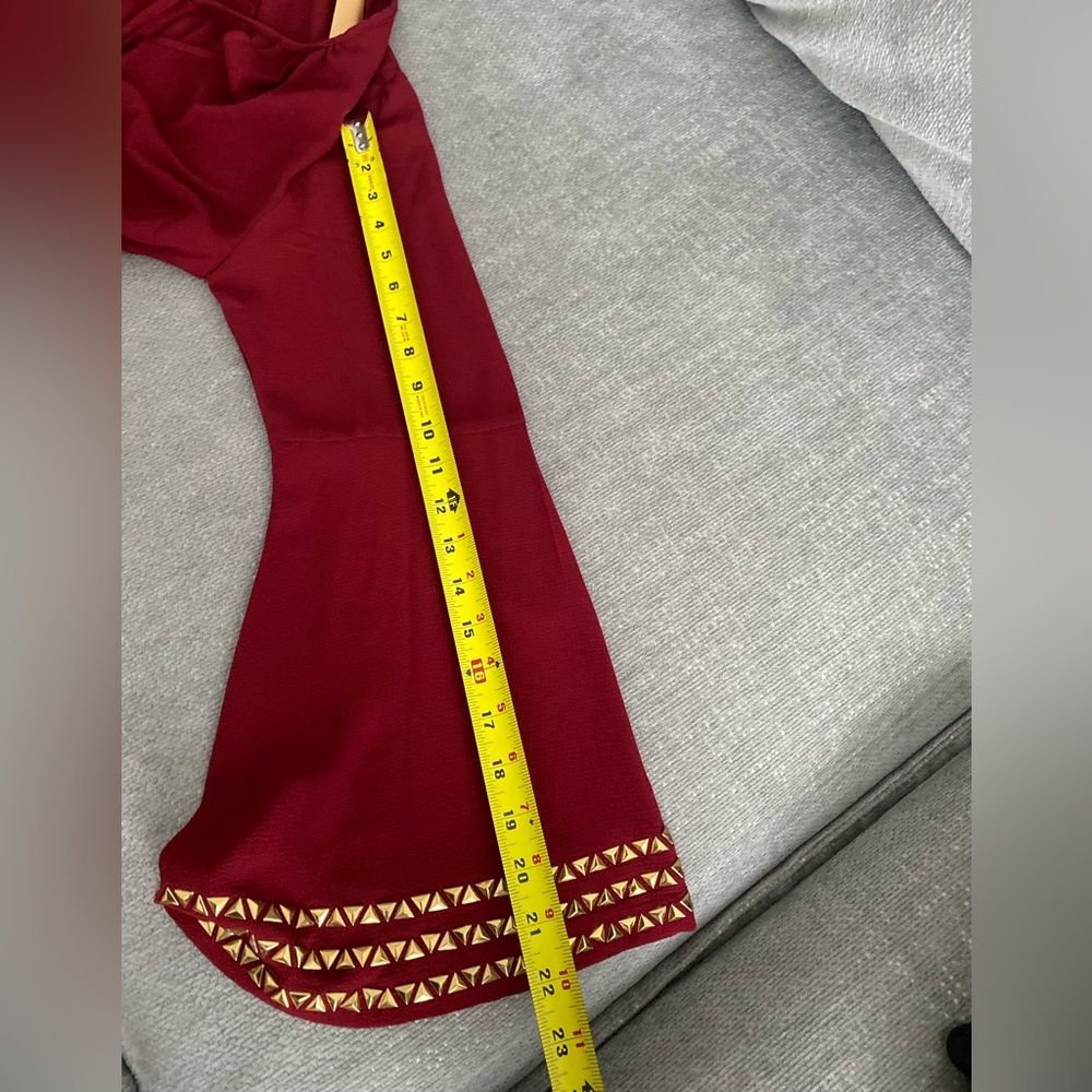 Michael Kors Red Golden Boho Studs Holiday Flowy Tunic Mini Dress size M - Picture 15 of 16